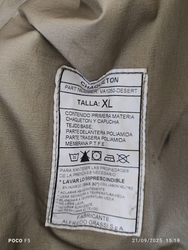 Chaqueta Intemperie 3/4 árido y bosque 
