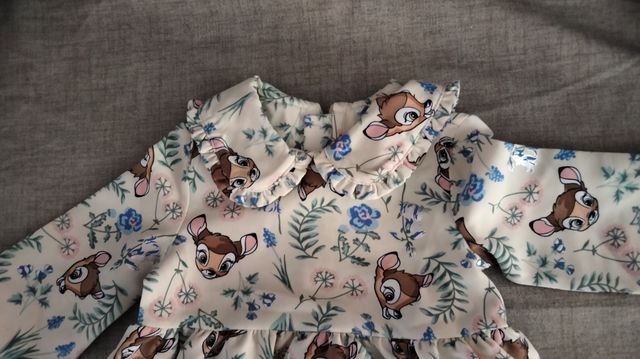 Vestito bimba fantasia cervo e fiori 3/6 mesi