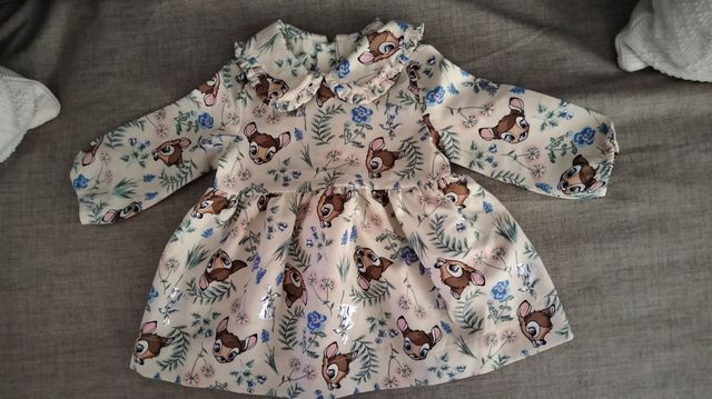 Vestito bimba fantasia cervo e fiori 3/6 mesi