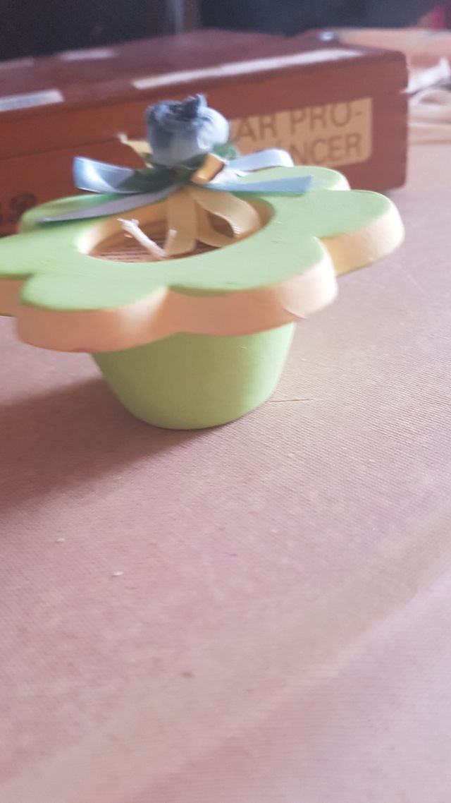 Portavelas decorado flor verde