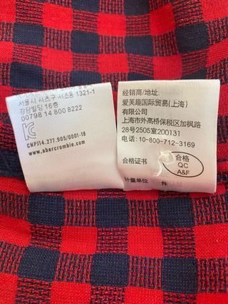 Camisa Abercrombie & Fitch cuadros roja y azul XL
