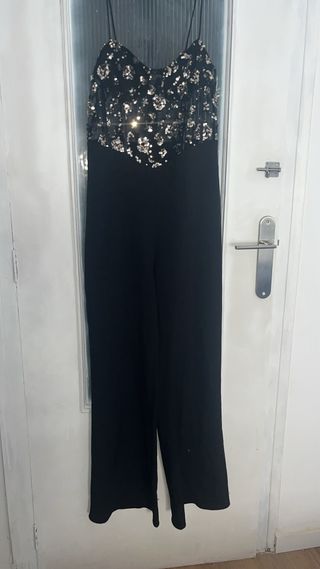 Mono Zara fiesta lentejuelas negro Talla L
