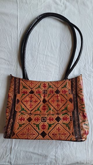 Borsa donna in pelle etnica con motivi geometrici