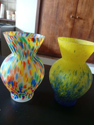 Coppia vasi vetro colorati