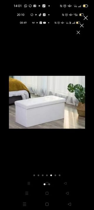 Pouf contenitore bianco in tessuto