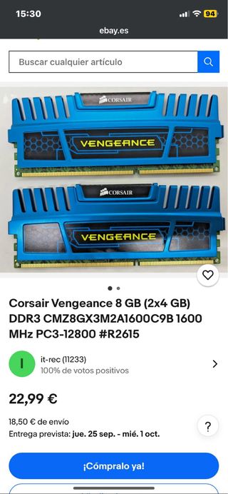 Corsair Vengeance RAM Azul