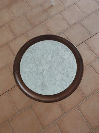 Mesa Madera-Marmol Redonda Antigua