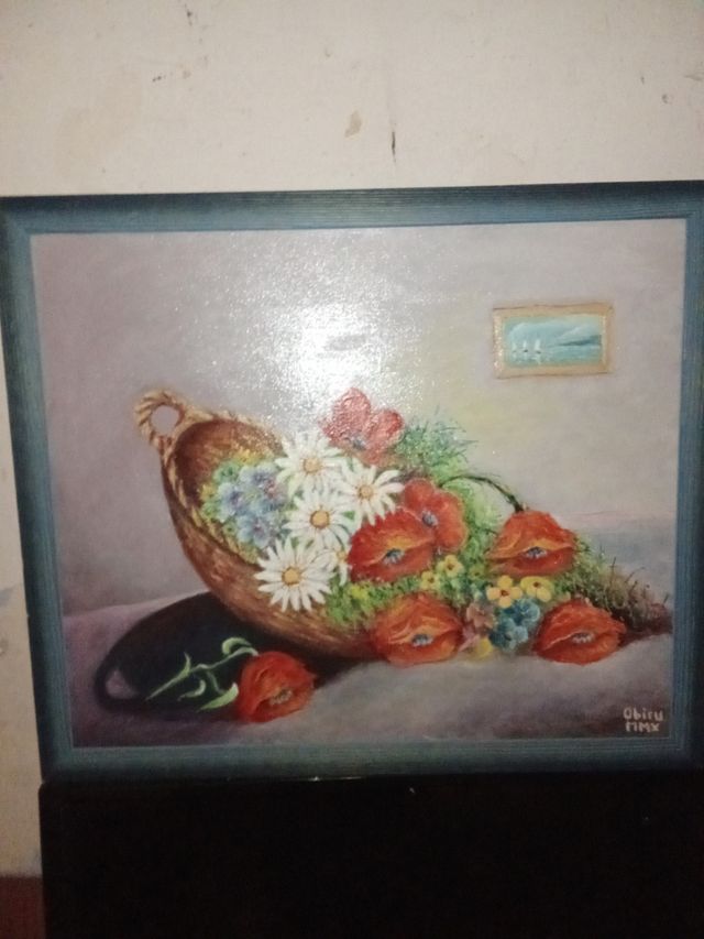 Cuadro pintado a mano con flores