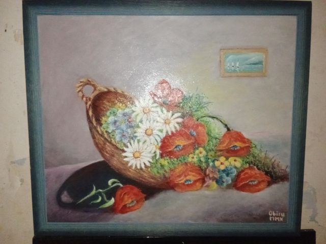 Cuadro pintado a mano con flores