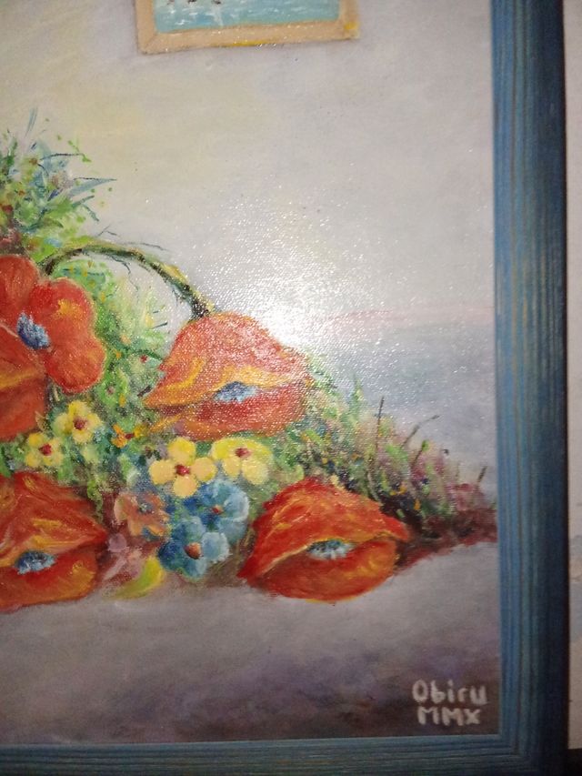 Cuadro pintado a mano con flores