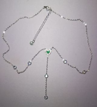 Collar Corazón Esmeralda y Circonitas Plata