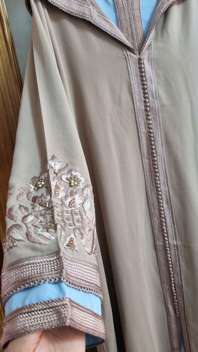 Jelaba Beige y Azul Talla Única