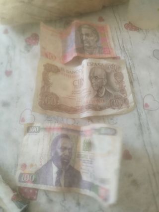 3 Billetes: España 100 Pesetas, Kenia 100 Shilling