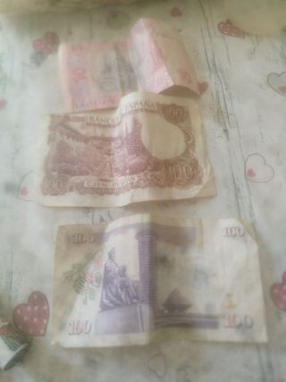 3 Billetes: España 100 Pesetas, Kenia 100 Shilling