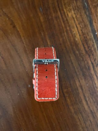 Reloj V&L Correa Piel Naranja Plata