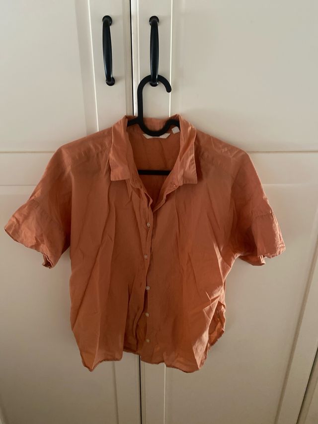 Camisa Uniqlo Naranja Manga Corta