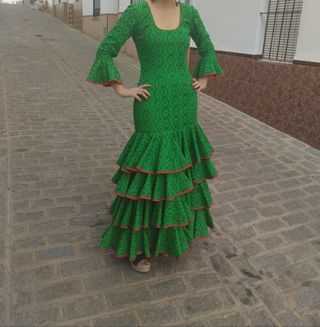 Traje Flamenca Verde Talla S