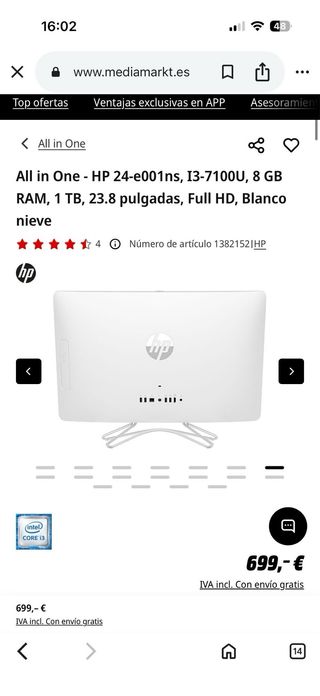 Ordenador HP Dorado y Blanco como nuevo !!