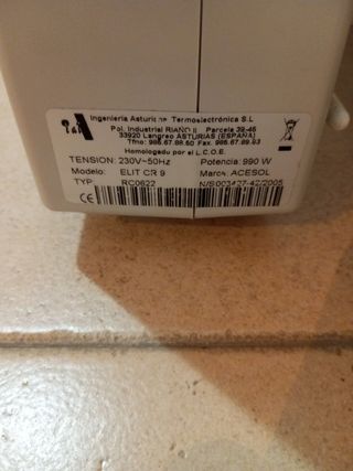 Radiador Eléctrico Acesol Calor Azul. 9 elementos