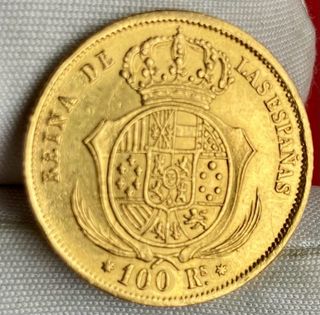 Moneda oro Isabel II 100 Reales 1854 Sevilla
