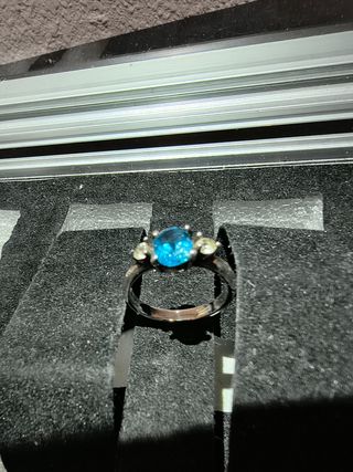 Anillo Plata 950 con Gema Azul