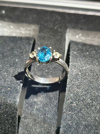 Anillo Plata 950 con Gema Azul