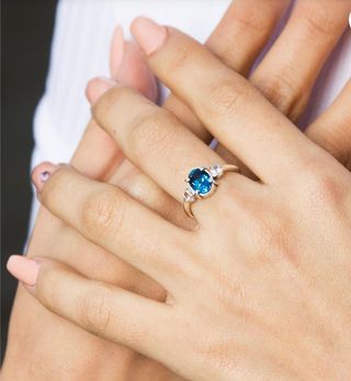 Anillo Plata 950 con Gema Azul