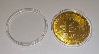 2 Crypto Monete Bitcoin 2 pezzi stile oro gold