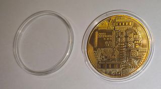 2 Crypto Monete Bitcoin 2 pezzi stile oro gold