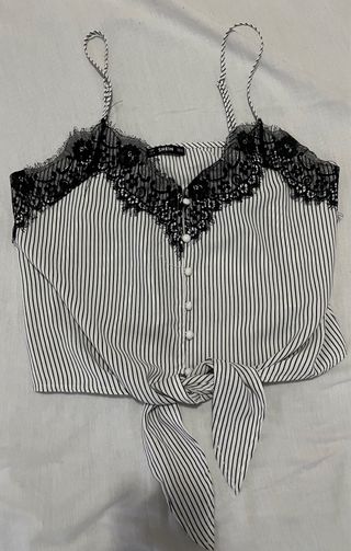 Top lencero rayas encaje