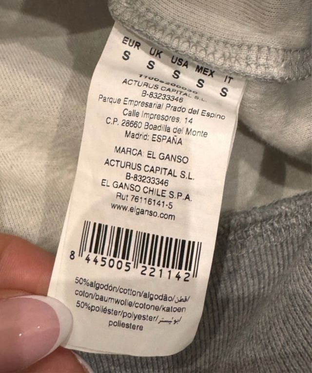 Sudadera El Ganso Gris hombre talla S