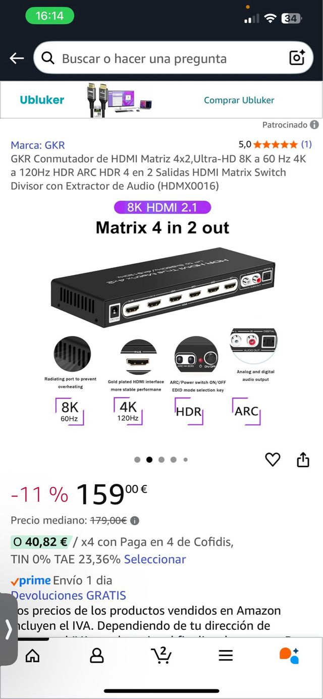 HDMI Matrix 4x2 8K HDR