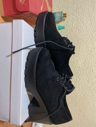 Botines de plataforma negros talla 36