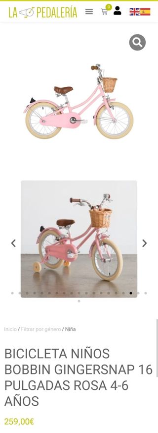 Bicicleta Bobbin niña rosa 4-7 años