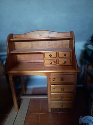 Mesa escritorio madera maciza con cajones 