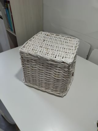 Cesta Mimbre Blanca 30x30x23 cm