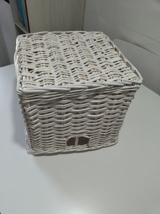 Cesta Mimbre Blanca 30x30x23 cm