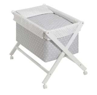 Minicuna estrellas gris y blanca