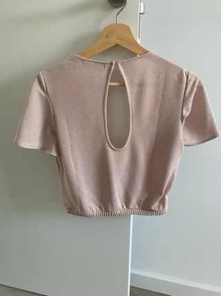 Top Bershka rosa palo con brillos Talla XS