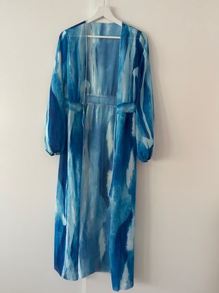 Kimono azul ajustable cintura