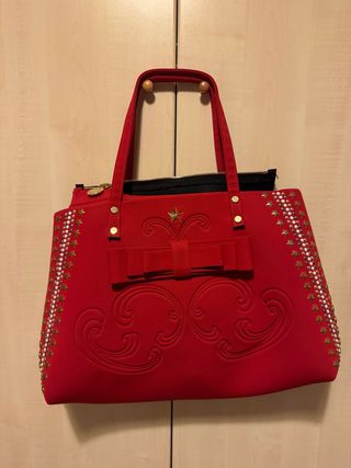 Borsa La fille des Fleurs rossa con dettagli oro