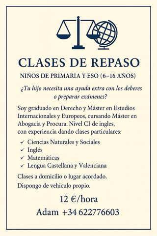 Clases de repaso para Primaria y ESO