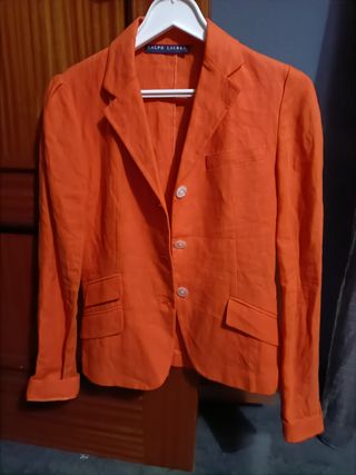Chaquetade lino Ralph Lauren Mujer Talla S Naranja