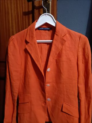 Chaquetade lino Ralph Lauren Mujer Talla S Naranja