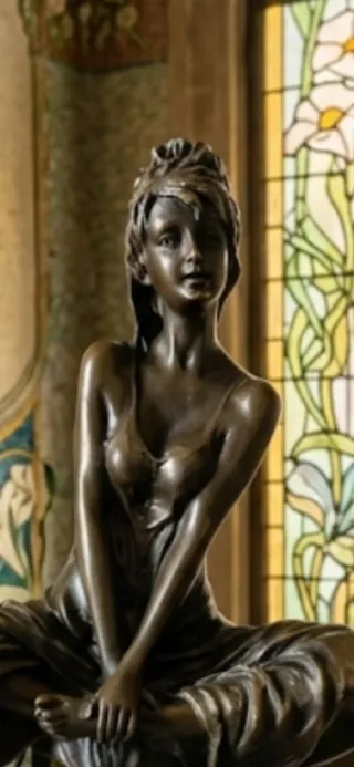 Figura de bronce mujer sentada