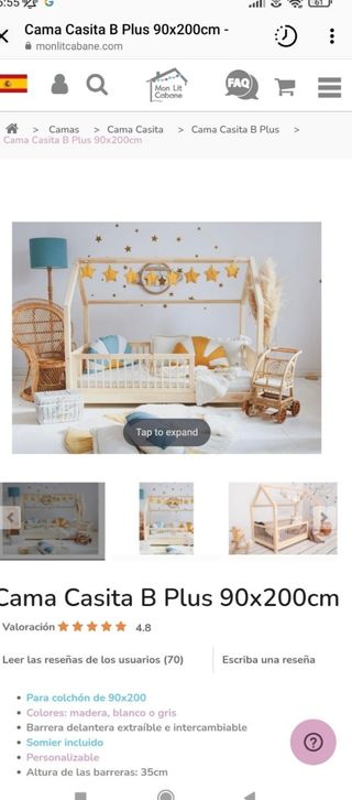 Cama Montessori tipo casa madera