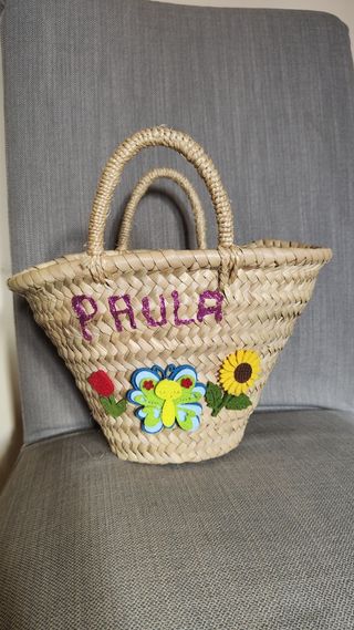 Bolso de mimbre para niña con nombre PAULA