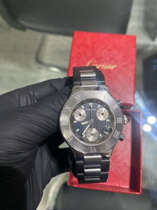Reloj Cartier 21 Chronoscaph Negro/Plata
