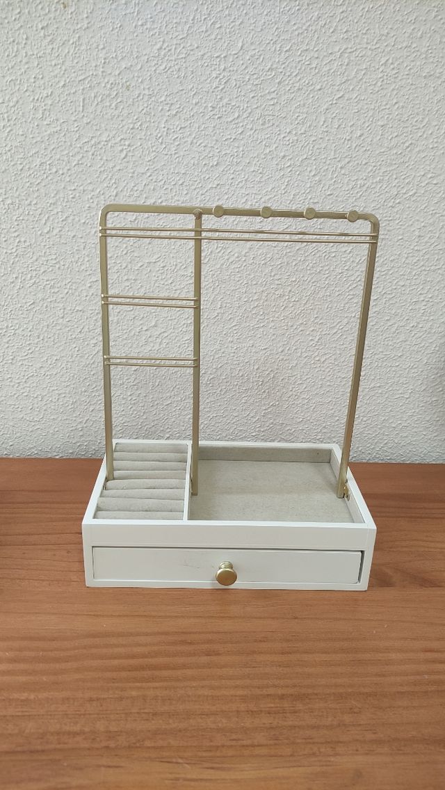 Joyero Organizador Dorado y Blanco