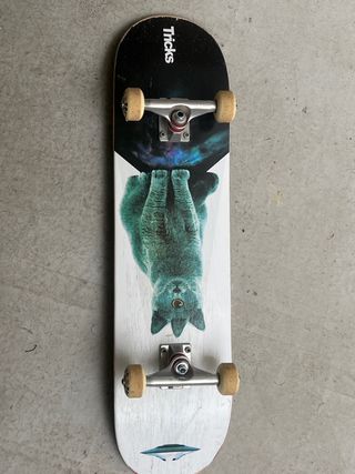 Skateboarding con diseño de gato espacial